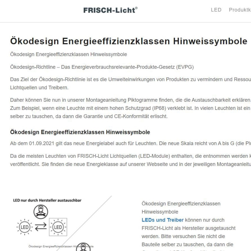 Ökodesign Energieeffizienzklassen Hinweissymbole